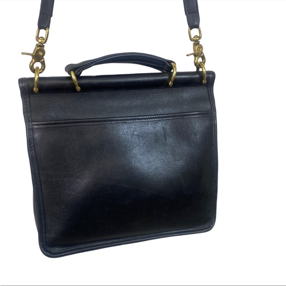 Vintage Coach Willis Black Leather Top Handle Crossbody w/Hangtag - Picture 2 of 5